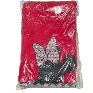Disney Minnie Mouse Red & Grey Christmas Two Piece Pajama Set Womens L